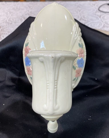 Antique Pircelier Flowered Porcelian Wall Sconce Light- Circa 1930’s Cover