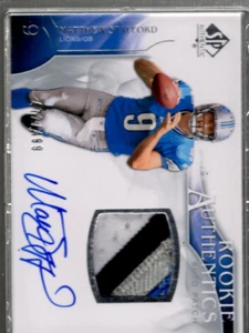 A1642- 2009 SP Authentic #403 Matthew Stafford RC Auto Patch / 499 Échantillon - Picture 1 of 2