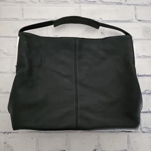 Vince Camuto Handbag Hobo Black Leather Brody Pebbled Shoulder Silver Hardware - Picture 1 of 16
