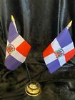 Dominican Republic 2 Flags Desk Table Flag Display Centrepiece Office Party