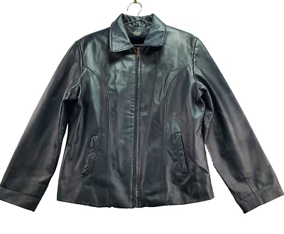 Chaqueta de motociclista Tanners Avenue para mujer XL negra 100 % cuero forrada cremallera completa Foto 1 de 4