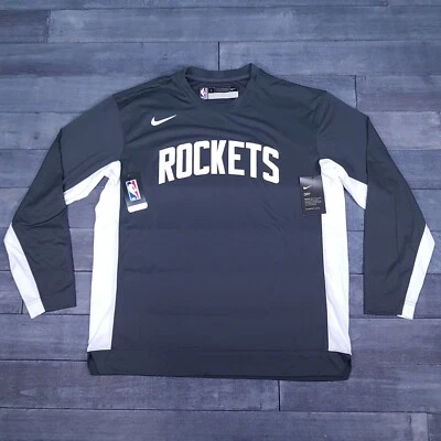 NIKE NBA Houston Rockets Long Sleeve Warm Up Shooting Shirt Mens Size LARGE Grey - Image 1 of 4