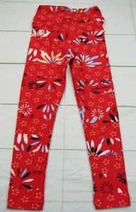 LuLaRoe Kids Americana Fourth Of July Leggings Red Stars Size S/M New - Picture 1 of 3