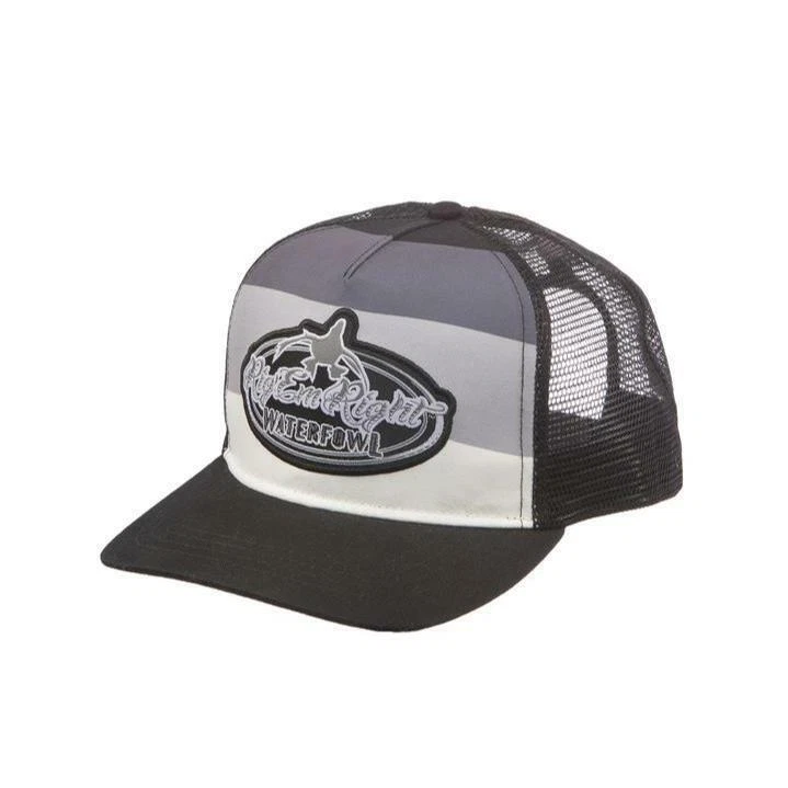 RIG' EM RIGHT WATERFOWL STRIPE FRONT TRUCKERS MESH BACK HAT CAP NEW - Image 1 of 1