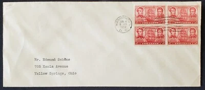 1937 US Navy Washington DC Postmark First Day Cover 4x 2c Stamps + Envelope - Image 1 of 2
