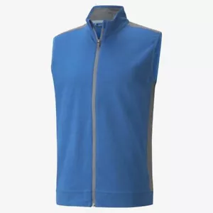 Puma Men's Cloudspun T7 Golf Vest Full Zip - Blue Cobalt Heather / Quiet Shade - Picture 1 of 2