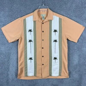Trader Bay Mens M Orange Hawaiian Tropical Button Up Short Sleeve Shirt - Picture 1 of 10