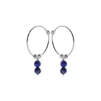 Lapislazzuli Orecchini Pendenti Argento Sterling 925 Marchiato Nuovo IN Scatola - Immagine 1 di 3