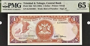 Trinidad & Tobago 1 Dollar P-36d ND (1985) PMG 65 TRAC - Picture 1 of 3