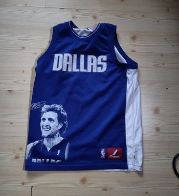 Majestic SEWN Dallas Mavericks #41 Dirk Nowitzki NBA Profile Jersey YTH 14/16 - Image 1 of 4