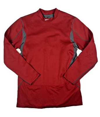 Nike Pro Combat Shirt Men Large Red Gray Hyperwarm Dri-Fit Fitted Performance - Image 1 of 4
