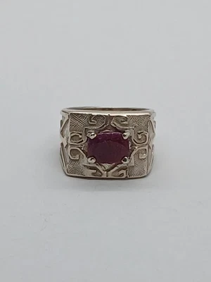 Sterling Silver Ruby Mens Ring Size 11 - Image 1 of 4