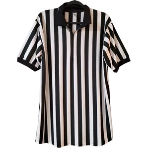 In Your Face Herren Ref Poloshirt Gr. L schwarz weiß gestreift Kurzarm 1/4 Reißverschluss - Bild 1 von 9