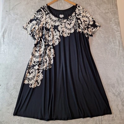 Catherines Midi платье женщин размер 3 X черный слоновой кости короткий рукав эластичной без подкладки - Изображение 1 из 4