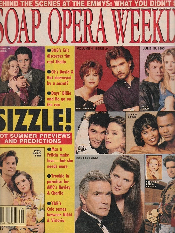 Soap Opera Weekly June 15, 1993 MARTHA BYRNE-JON LINDSTROM-DAYTIME EMMY AWARDS - Image 1 of 4