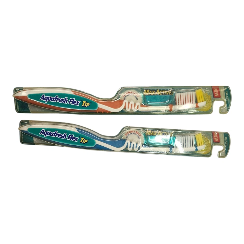2 Cepillos de dientes Aquafresh Flex Tip Medianos Nuevo Stock Antiguo Foto 1 de 1
