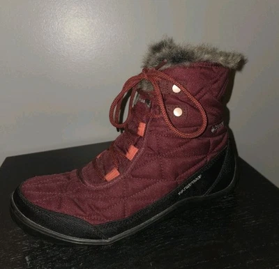 Womens Columbia Short Omni Grip Waterproof Snow Boots 10.5 Lace Up Faux Fur Trim - Image 1 of 4