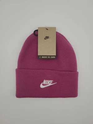 Nike Peak Futura Beanie Hat Cuffed Knit Pink Embroidered Swoosh Logo HF0186-518 - Image 1 of 4