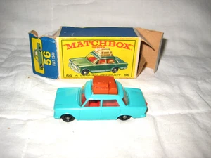 MIB 1965 Matchbox #56 Fiat 1500, aquagrün mit braunem Gepäck in original E Box - Bild 1 von 8