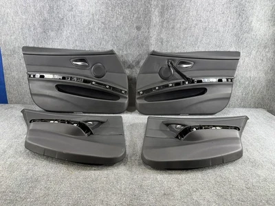 BMW E90 335 328 Delantero Trasero Derecho Izquierdo Conjunto Puerta Tarjeta Panel Borde Cuero Negro Foto 1 de 4
