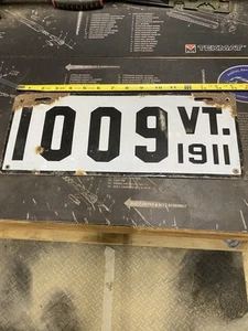 1911 VERMONT Porcelain License plate VT  #1009 Vintage Antique 16” Tag - Picture 1 of 8