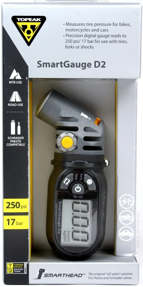 Topeak SmartGauge D2 Presta/Schrader 250psi Bike Digital Tire Air Pressure Gauge - Image 1 of 3
