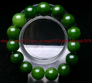 14 mm Grün 100 % Natürlich JADE Jadeit Rund Edelstein Perlen Armreif Armband - Bild 1 von 12
