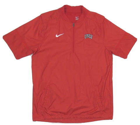 NWOT Nevada Las Vegas Rebels UNLV Nike NCAA 1/4 Zip Pullover Short Sleeve Jacket Cover