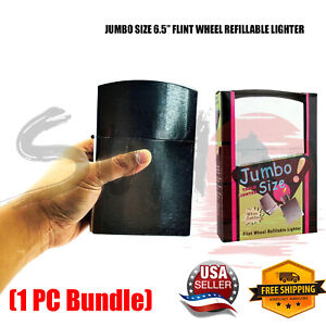 JUMBO SIZE 6.5" Flip Top Lighter Flint Wheel Oil Refillable Cigar Cigarette 