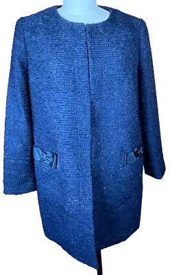 RSVP by Talbots NEW Navy Blue Jacket Coat Sparkles Fancy 12W NWT Bow on Pocket - Image 1 of 4