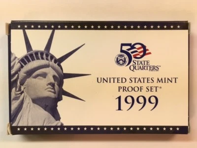 1999-S US Mint Proof Set- 9 Proof Coins, COA, Plastic Case, & Original Box - Image 1 of 4