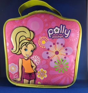 2007 Polly Pocket Tragetasche Hot Pink Canvas Doppelreißverschluss Brotdose 10” x 9” - Bild 1 von 6
