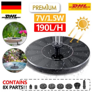 Springbrunnen Solarpumpe Teichpumpe Brunnen Fontäne Garten Wasserspiel Solar Neu - Bild 1 von 14