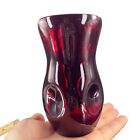 Art Glass Ruby Red Indented Dimple Vase Mid Century Modern Glass Vase
