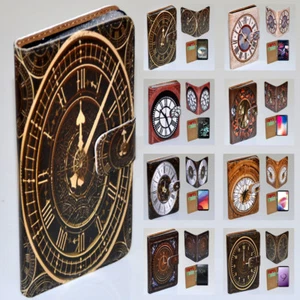 For Samsung Galaxy Note Series - Vintage Clock Theme Print Flip Case Phone Cover - Picture 1 of 9