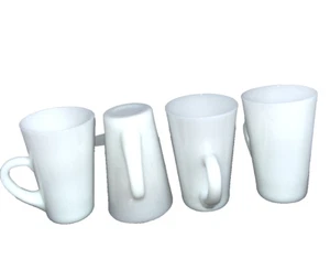 Vintage Anchor Hocking Fire King White Milk Glass S/4 Tall Mugs Coffee Latte - Picture 1 of 6