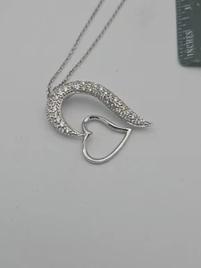 925 Sterling Silver Double Heart Necklace - Picture 1 of 15