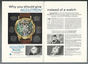 1963 BULOVA SPACEVIEW WATCH 2-page advertisement, Bulova Accutron print ad - Picture 1 of 3