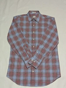 Peter Millar Men's Dress Shirt - Size Medium - Red/Pink/Blue Plaid - Excellent - Picture 1 of 8