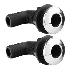 2 piezas Barco 90° Negro Nailon 5/8" Ajuste de manguera a través del casco con llanta de acero inoxidable - Imagen 1 de 6