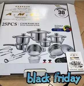 BATTERIA PENTOLE PADELLE TEGAMI AMC INDUZIONE ANTIADERENTE ACCIAIO INOX 25 PEZZI - Foto 1 di 9