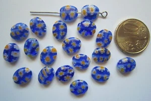 Perlas ovales cristal milflores 10 x 8 mm X 19 UNIDADES azul azulón abalorios - Photo 1/3