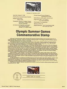 US Scott#SP833 (2380) 25c Summer Olympics Single Souvenir Pages NH 1988 - Picture 1 of 1