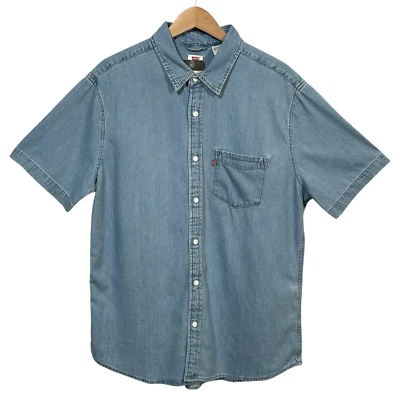 Levi's Men’s Button-Up Cotton Shirt Size L Blue Classic Fit Casual Short Sleeve - Image 1 of 4