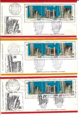 Venezuela: 1972; Scott 1003a, 3 official FDC, ordinary + airmail, EBV186 - Image 1 of 2