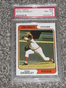 1974 Topps Baseball #59 Ross Grimsley Cincinnati Reds PSA 8 NM-MT NQ 59 - Picture 1 of 2