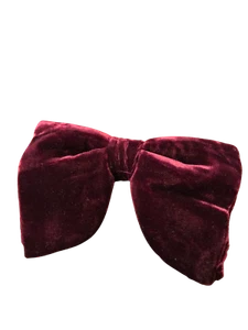 Vtg Gentlemen Dark Burgundy Velvet Oversize Bow Tie Papillon - Picture 1 of 3