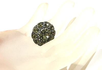 Vintage Button Smokey Rhinestone Double Tier  5/8th inches Set of 2  (m25 - Image 1 of 3