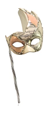 MAR10M A QUALITY ITALIAN HANDHELD MASK HANDPAINTED BY ARTISANS, PINK/SILVER - Image 1 of 2