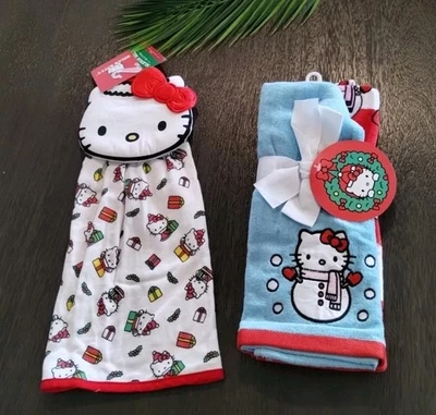 Toallas de mano Hello Kitty 3 piezas. Muñeco de nieve Navidad Copos de nieve Invierno Regalo Regalos Foto 1 de 4